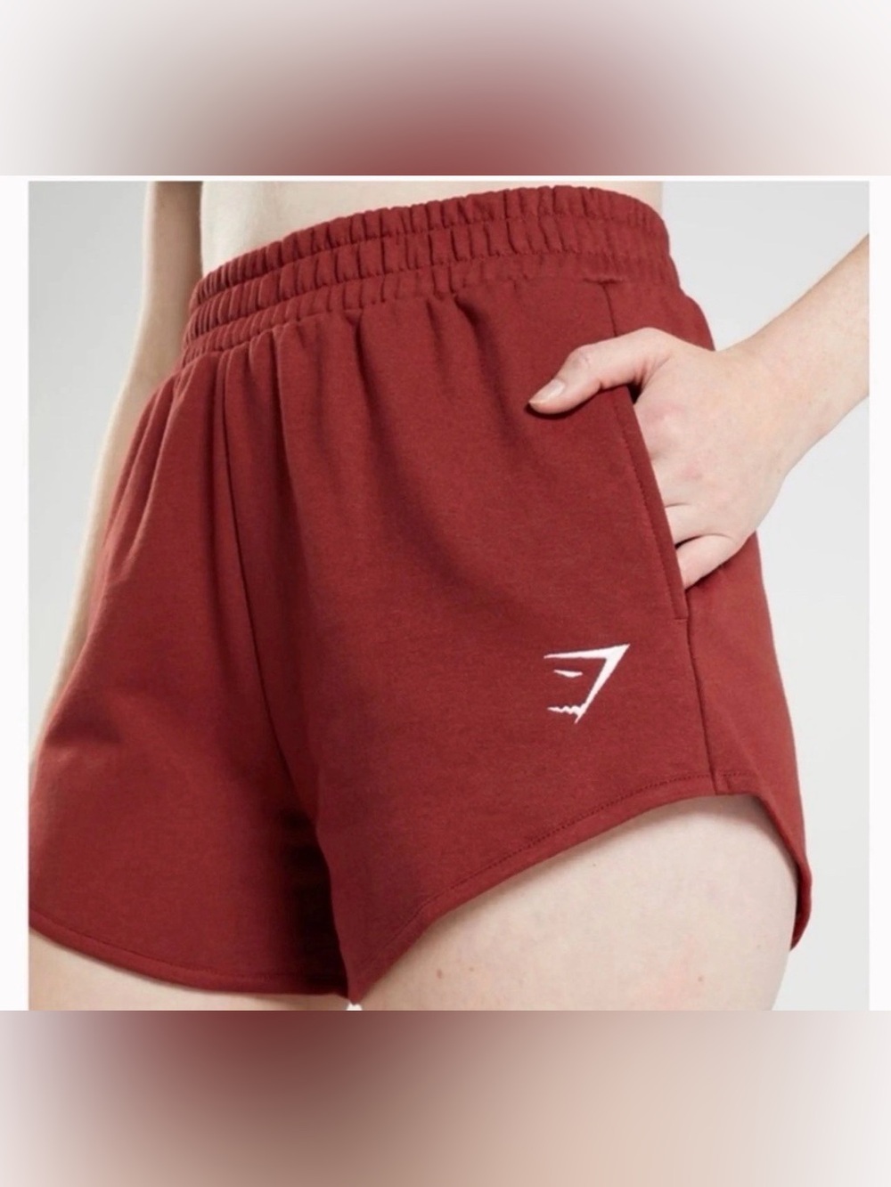 New Gymshark Legacy Loose Fit Women’s Rust Red Elastic Waist Athletic Shorts